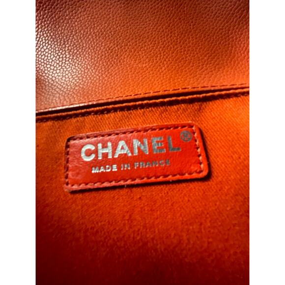 CHANEL Wild Stitch Old Medium Boy Bag Orange Red Caviar Leather โ Excellent - Picture 7 of 7